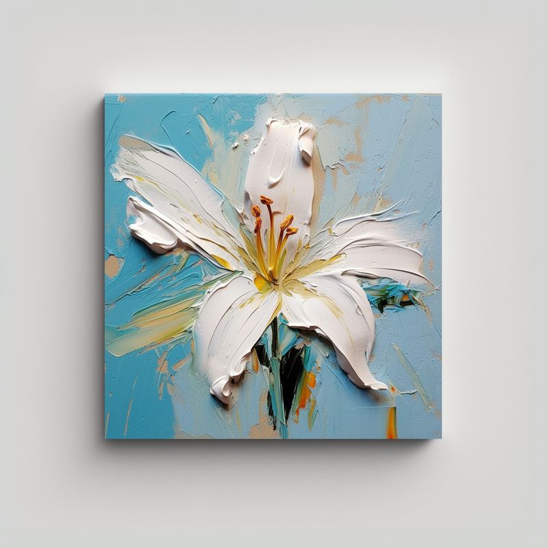 GENERICO - Minimalista Acuarela Arte De Pared Blanco Lirio 90x90 Cm
