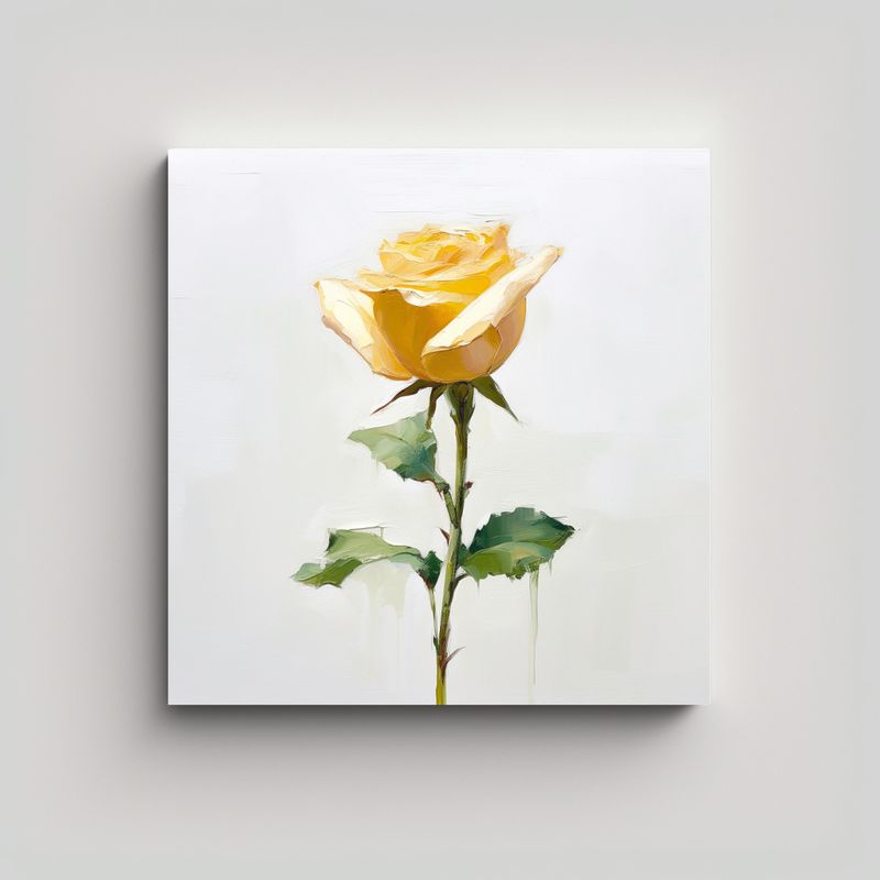 GENERICO - Pintura De Rosa Amarilla Única En Lienzo Para 80x80 Cm