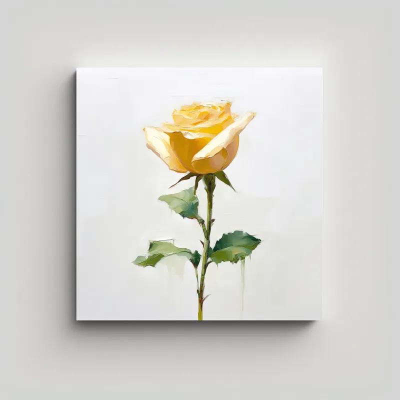 GENERICO - Pintura De Rosa Amarilla Única En Lienzo Para 60x60 Cm