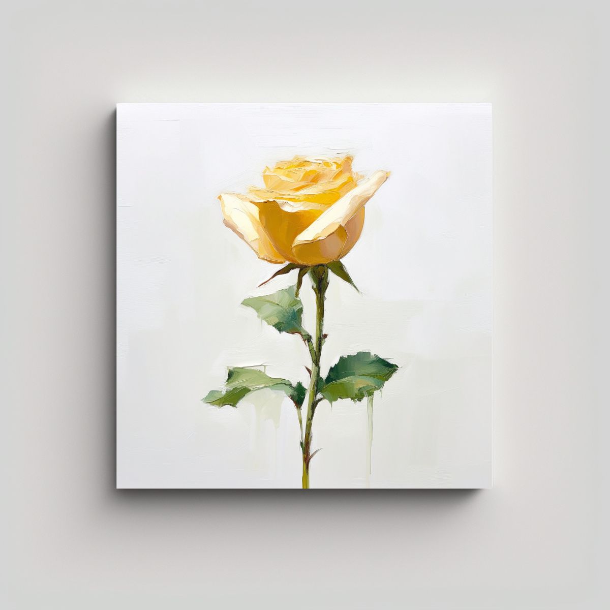 GENERICO - Pintura De Rosa Amarilla Única En Lienzo Para 90x90 Cm
