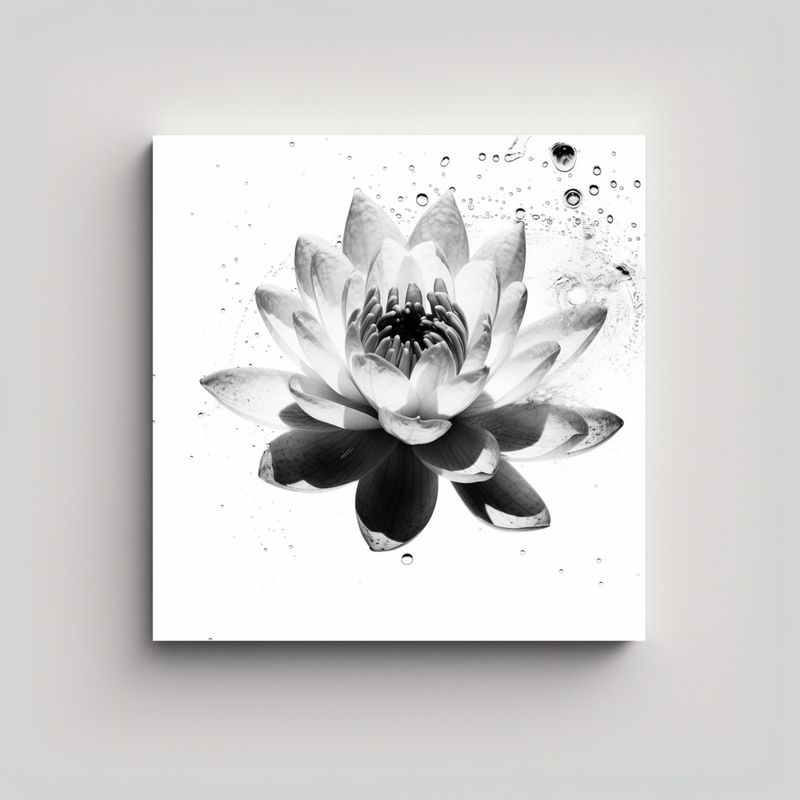 GENERICO - Cuadro Estilo Minimalista De Nenúfar Blanco Para 50x50 Cm