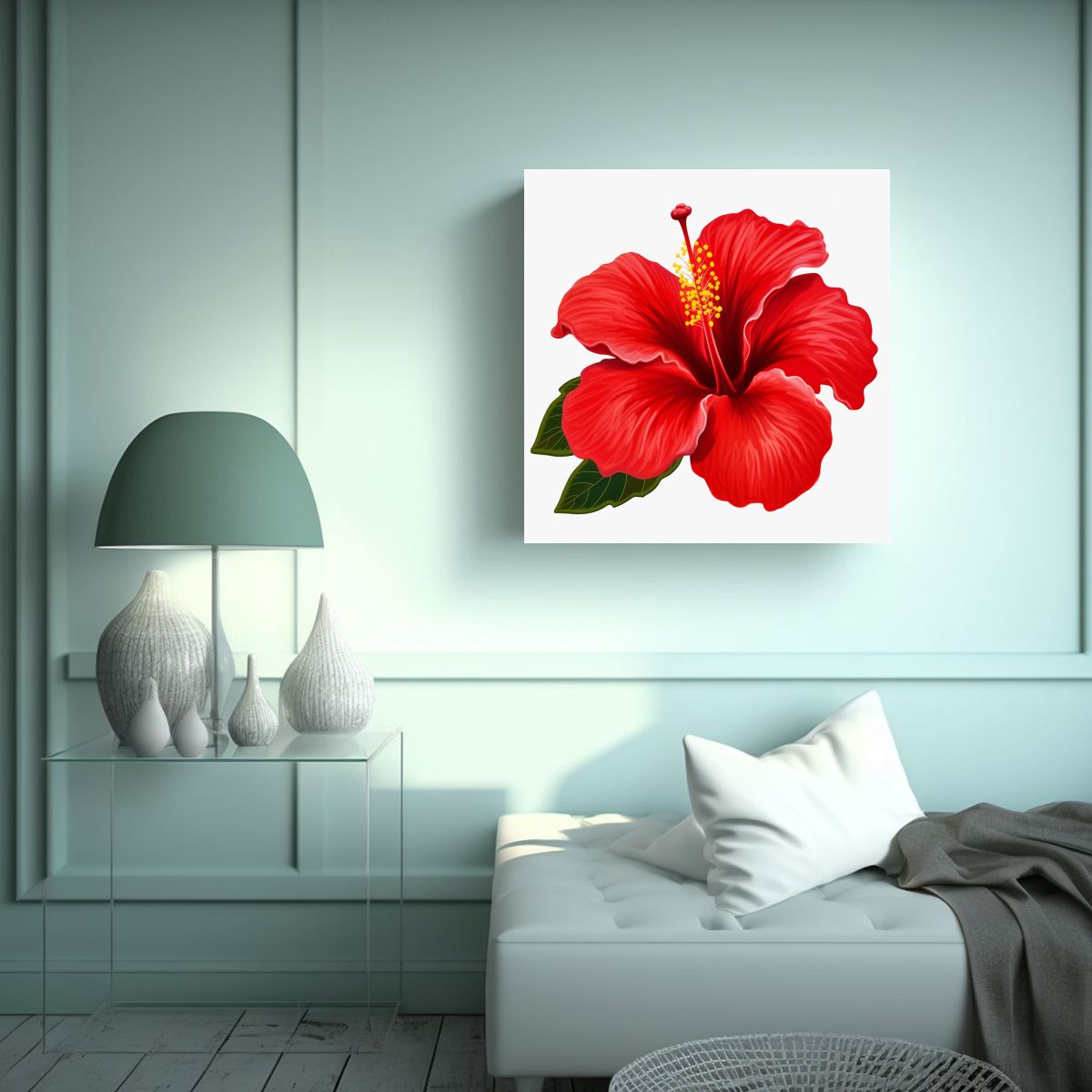 GENERICO - Arte Sublimado Tela Vision Flor Hibiscus Rojo 50x50 Cm