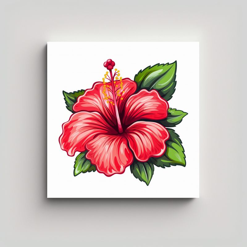GENERICO - Cuadro Moderno De Hibisco: Tela En Bastidor Con 60x60 Cm