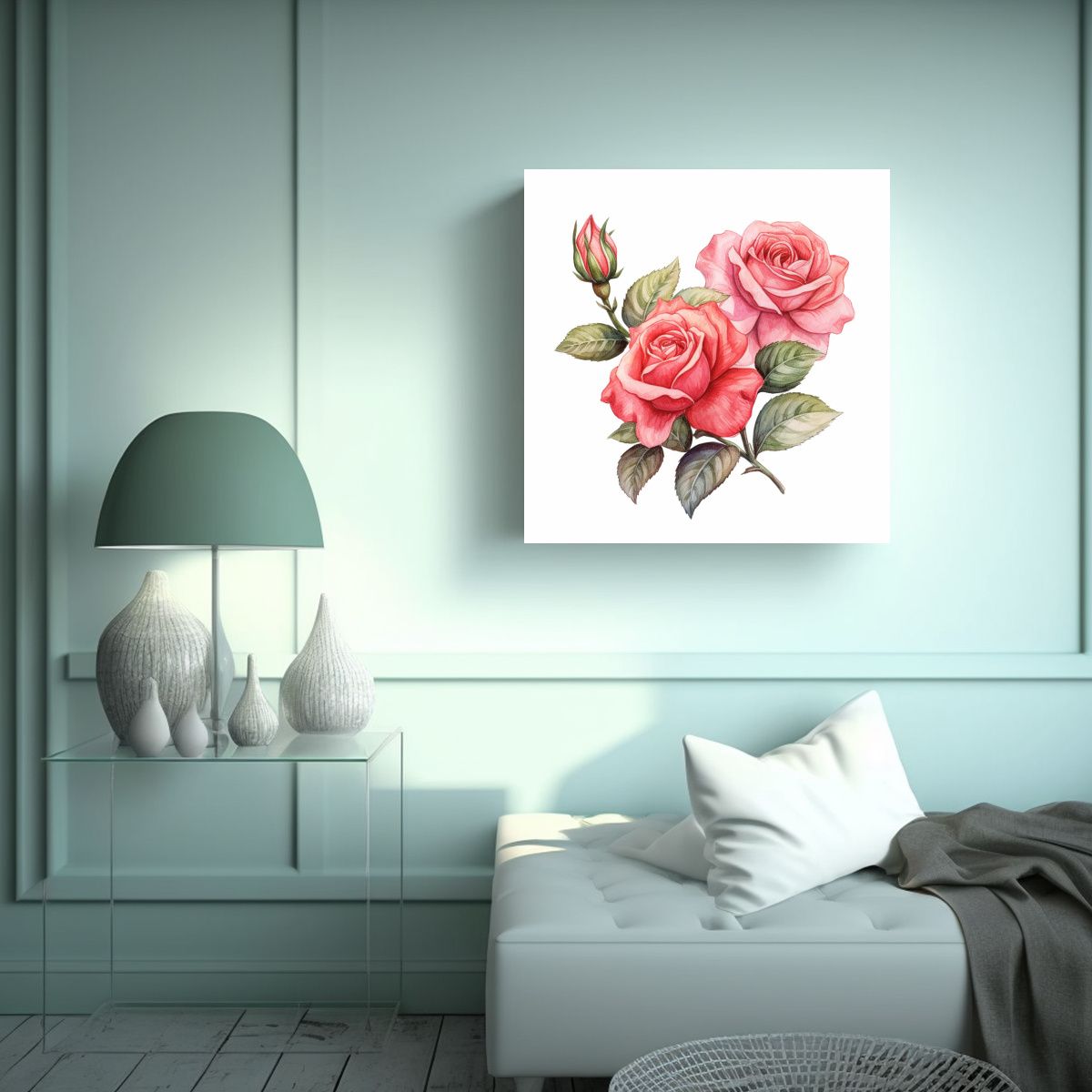 GENERICO - Fotografía De Rosas Elegantes En Bastidor Estilo 90x90 Cm