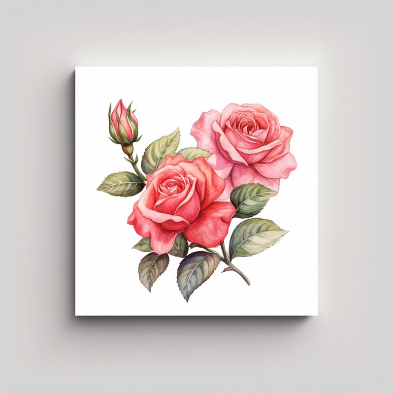 GENERICO - Fotografía De Rosas Elegantes En Bastidor Estilo 50x50 Cm