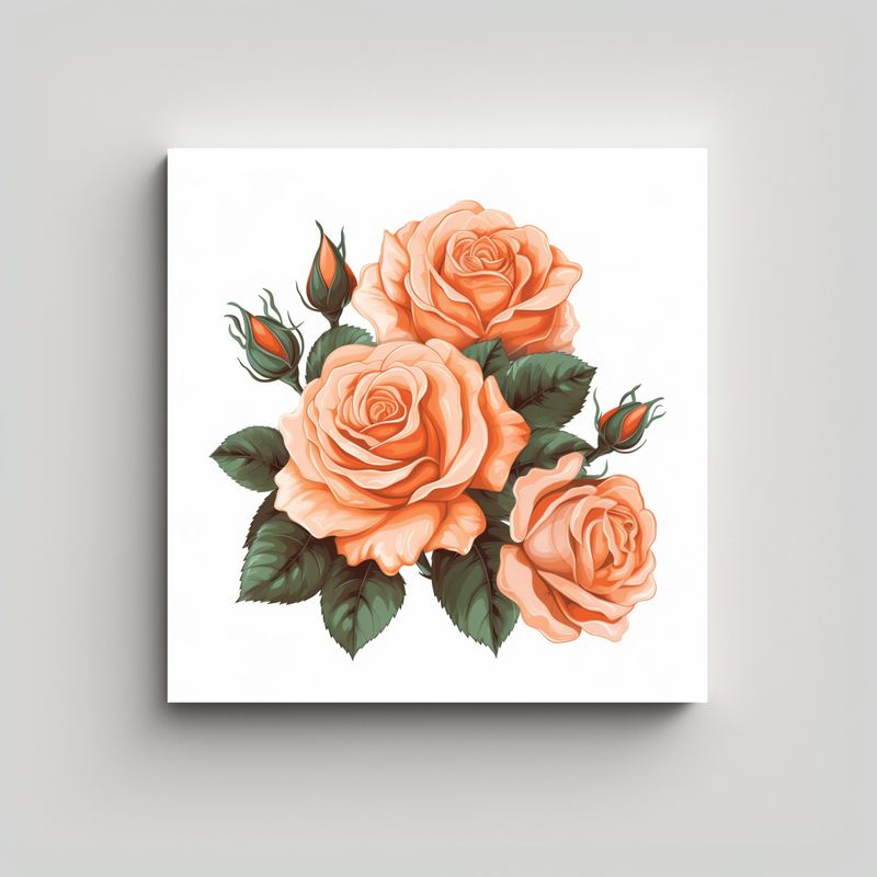 GENERICO - Arte Mural Floral Rosa Calida Para Comedor En 70x70 Cm