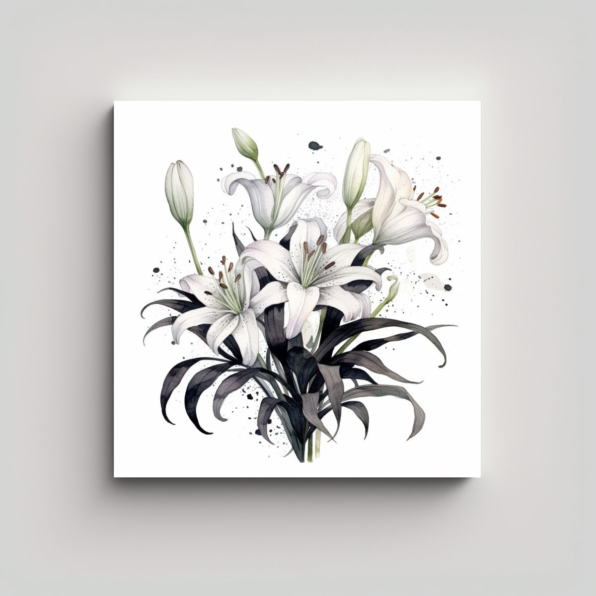 GENERICO - Sublime Lienzo De Tela Con Acuarela Lirio Negro Y 80x80 Cm