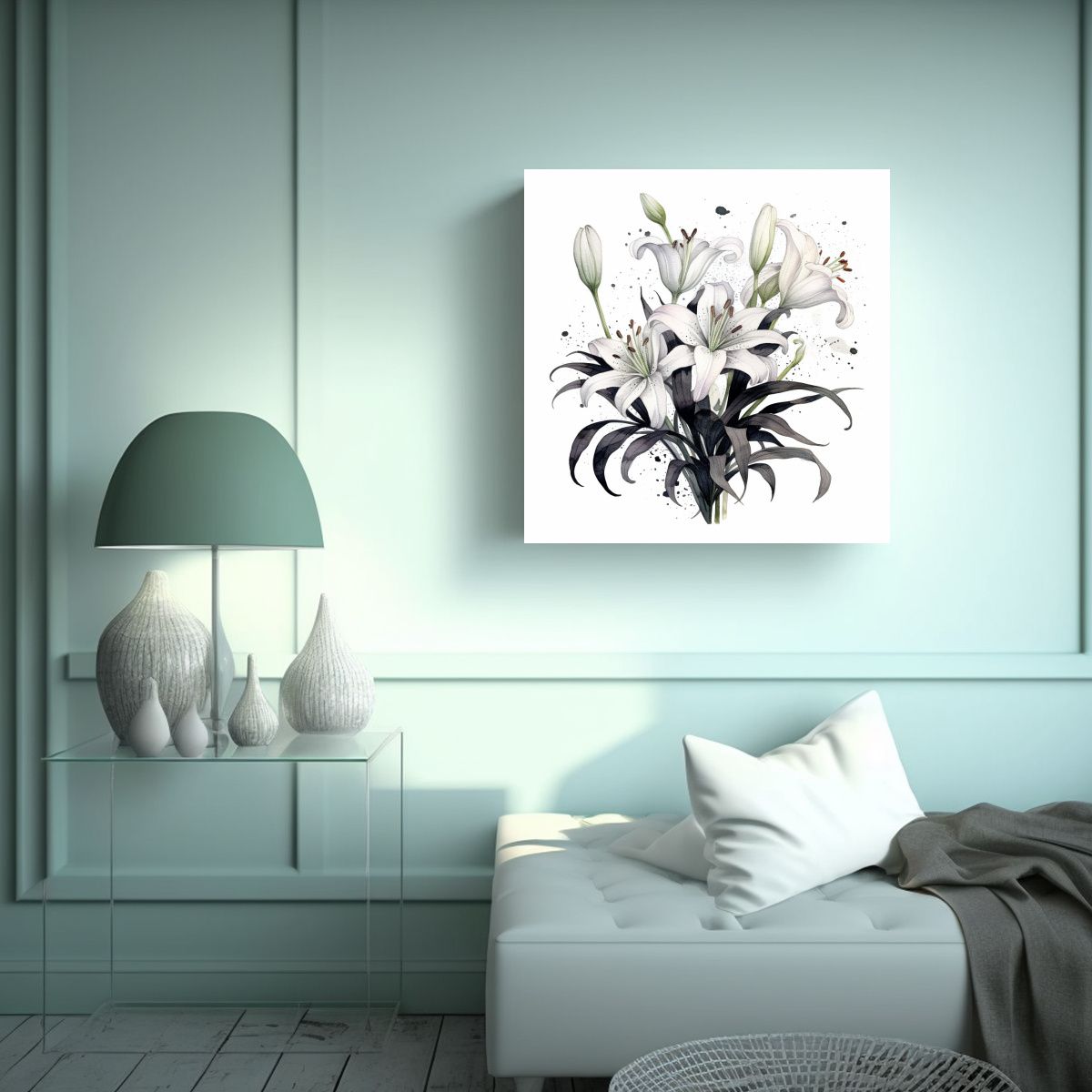 GENERICO - Sublime Lienzo De Tela Con Acuarela Lirio Negro Y 60x60 Cm