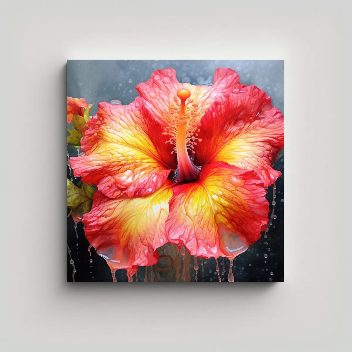 GENERICO - Hibiscus Aqua Arte Pintura Decorativa Cuadro 50x50 Cm