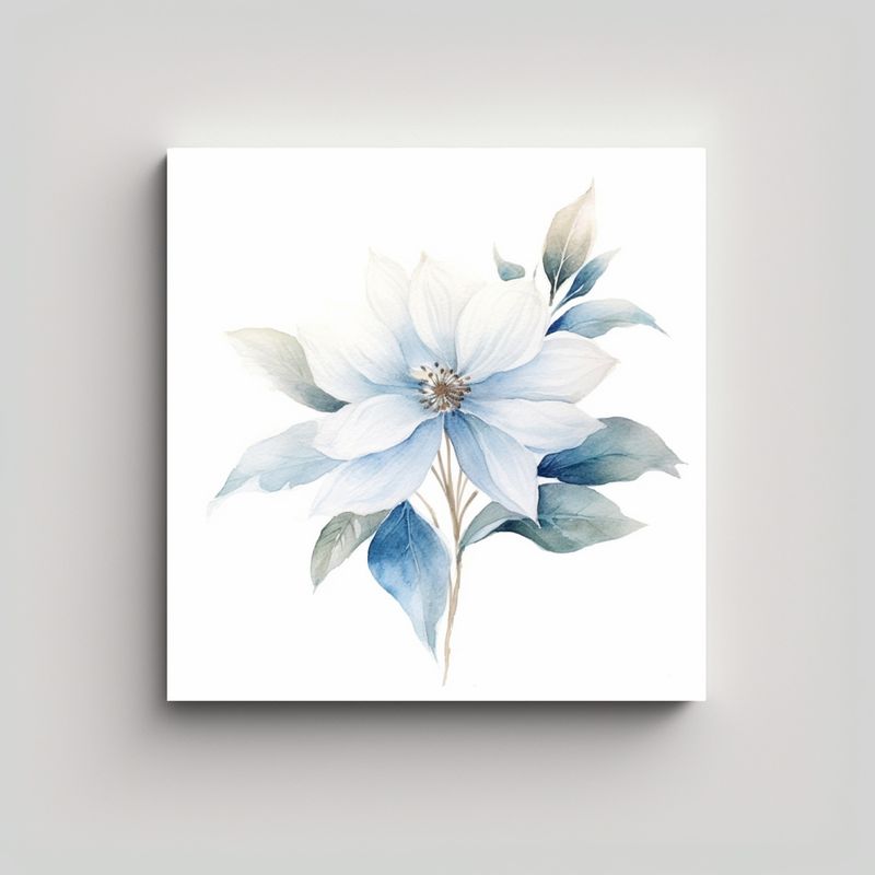 GENERICO - Arte Vanguardia Acuarela Luz Plata Azul Flores 50x50 Cm