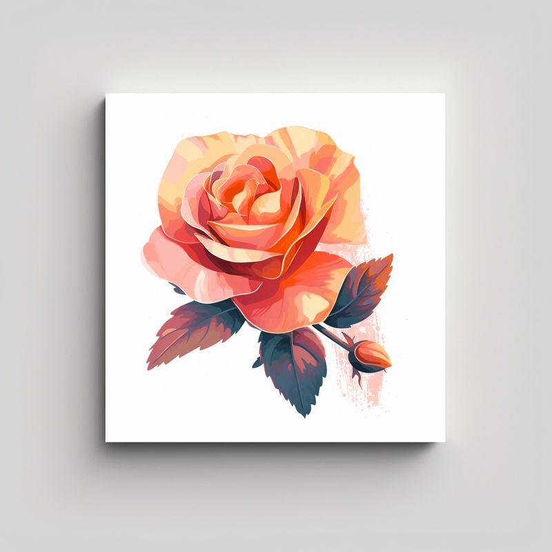 GENERICO - Arte Decorativo Unica Rosa Rosa Y Naranja 80x80 Cm