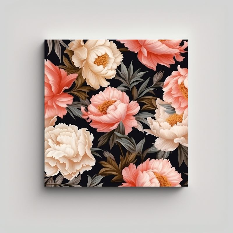 GENERICO - Cuadro Perspectiva 3D Colores Florales Peonia 60x60 Cm