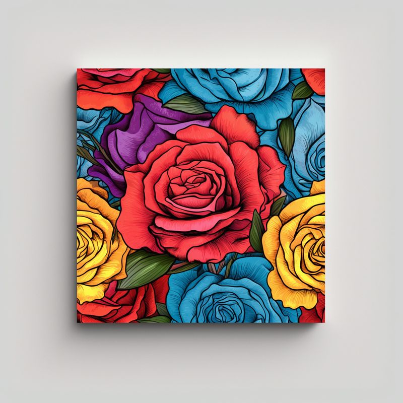 GENERICO - Pintura Realista Detallada Lienzo Flores 50x50 Cm