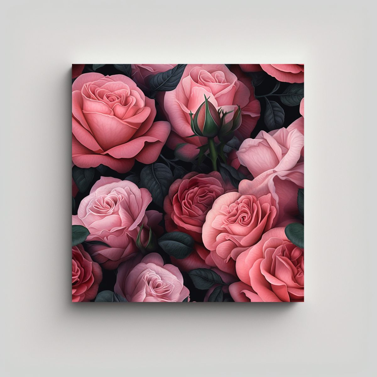 GENERICO - Lienzo Sublimado Con Detalles De Rosas En 90x90 Cm