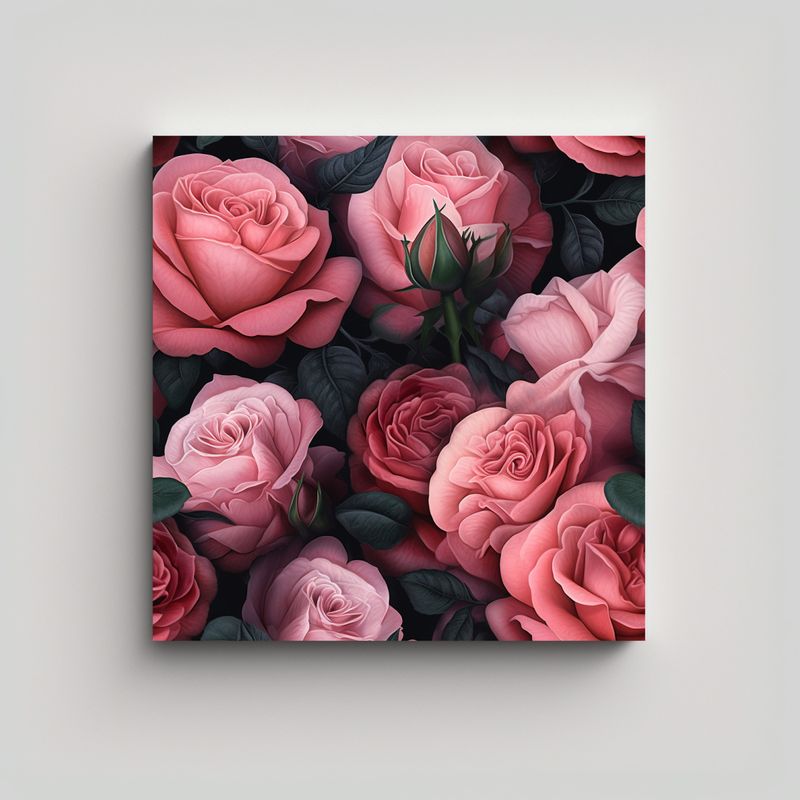 GENERICO - Lienzo Sublimado Con Detalles De Rosas En 60x60 Cm
