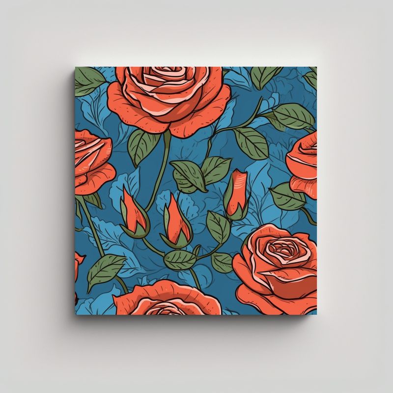 GENERICO - Rosa Acuarela Dibujo Vectorial Estilo Dibujos 50x50 Cm