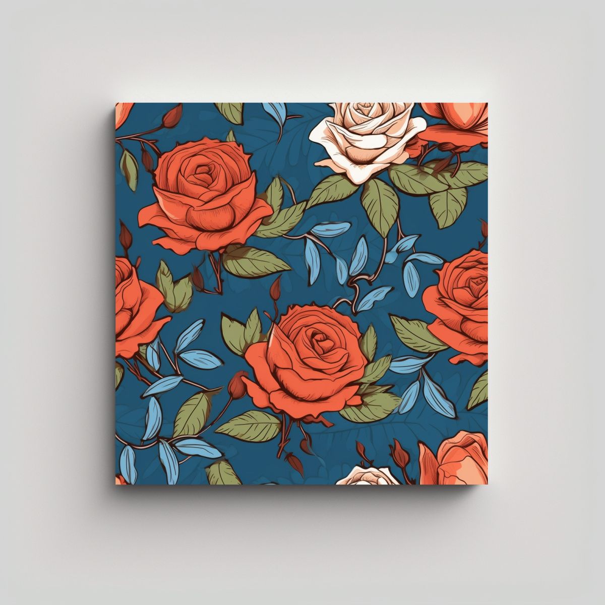 GENERICO - Tela De Rosas Movimiento Alegre En Bastidor Para 50x50 Cm