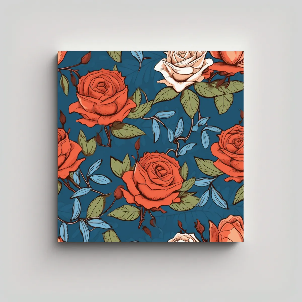 GENERICO - Tela De Rosas Movimiento Alegre En Bastidor Para 50x50 Cm