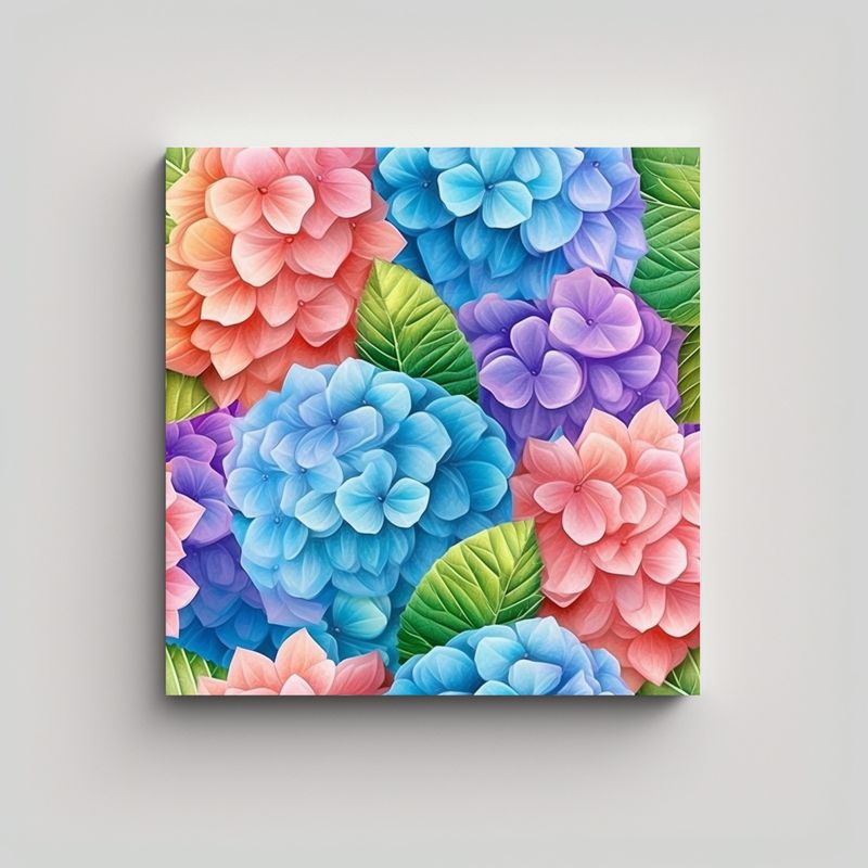 GENERICO - Arte Tela Sublimada Majestuosa Hydrangea Colorida 80x80 Cm