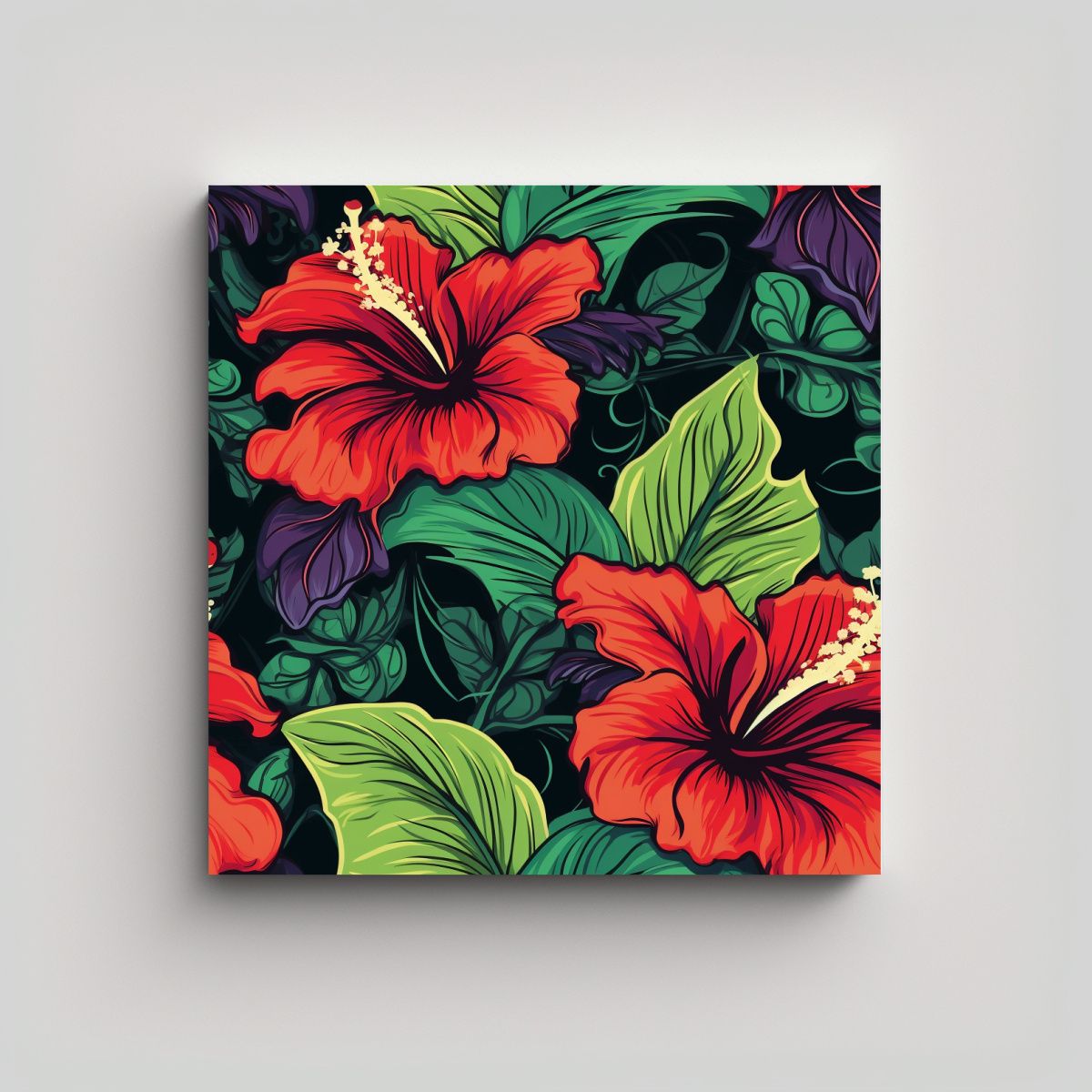 GENERICO - Arte Gótico Vectorial Colorido Con Hojas Verdes 80x80 Cm