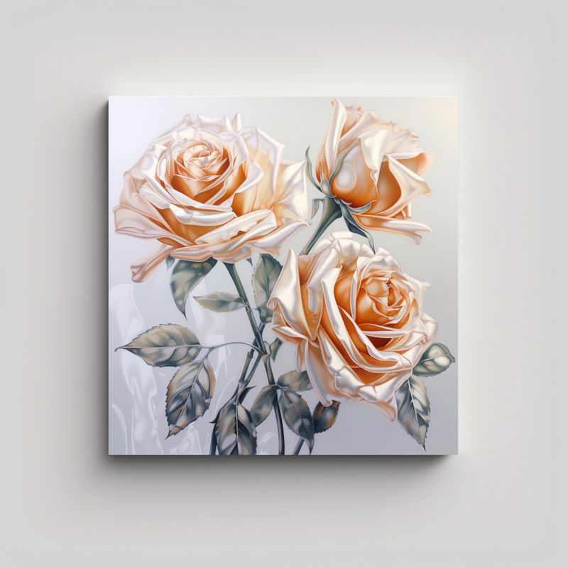 GENERICO - Bellas Rosas Metálicas Abstractas Sobre Fondo 80x80 Cm