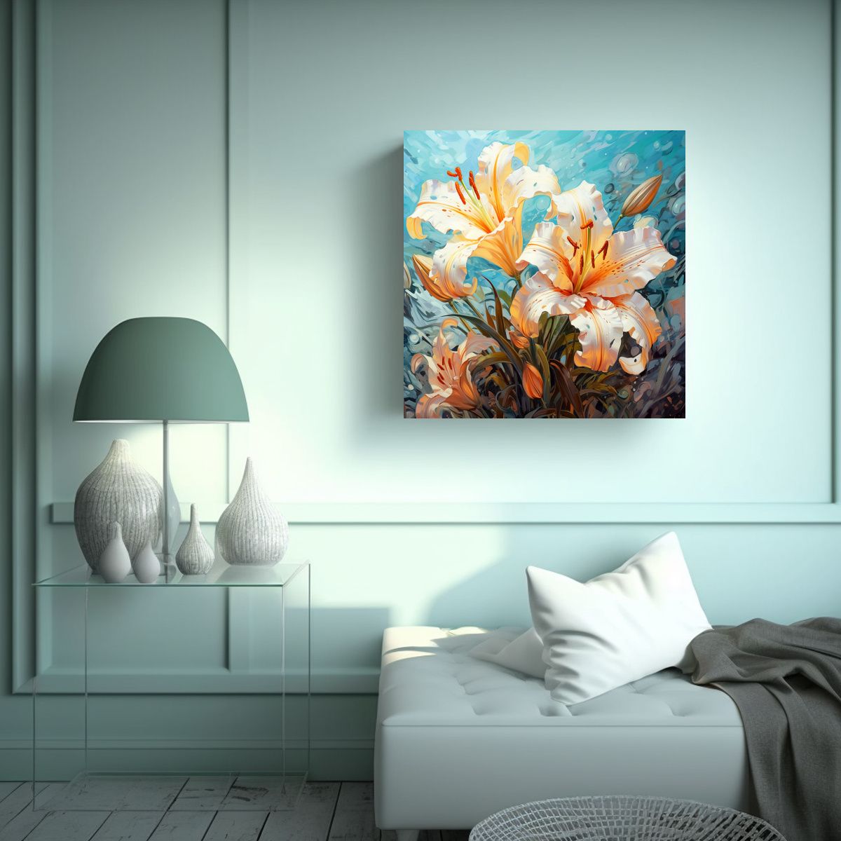 GENERICO - Colorful Lily Arte En Lienzo Luz Blanca 90x90 Cm