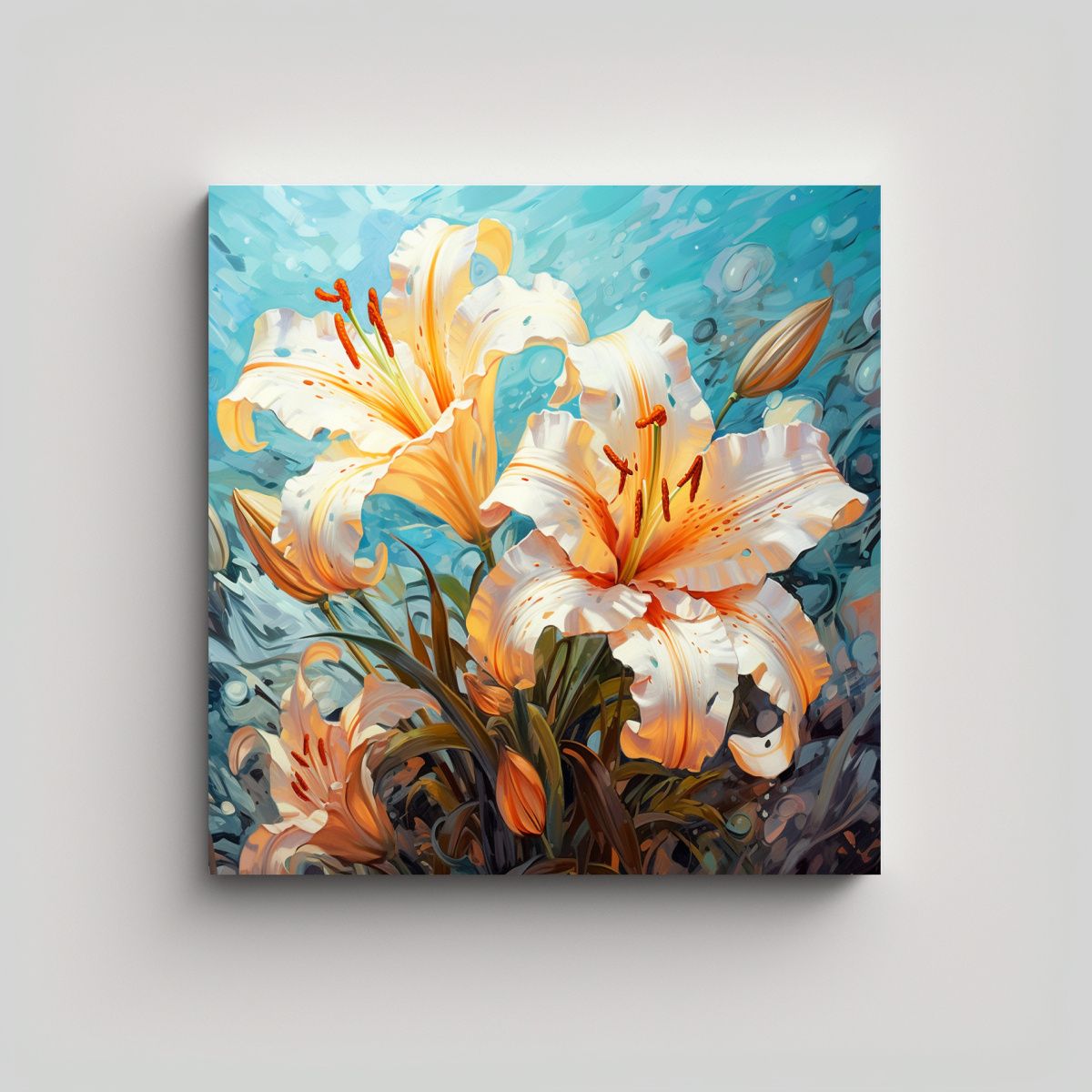 GENERICO - Colorful Lily Arte En Lienzo Luz Blanca 70x70 Cm