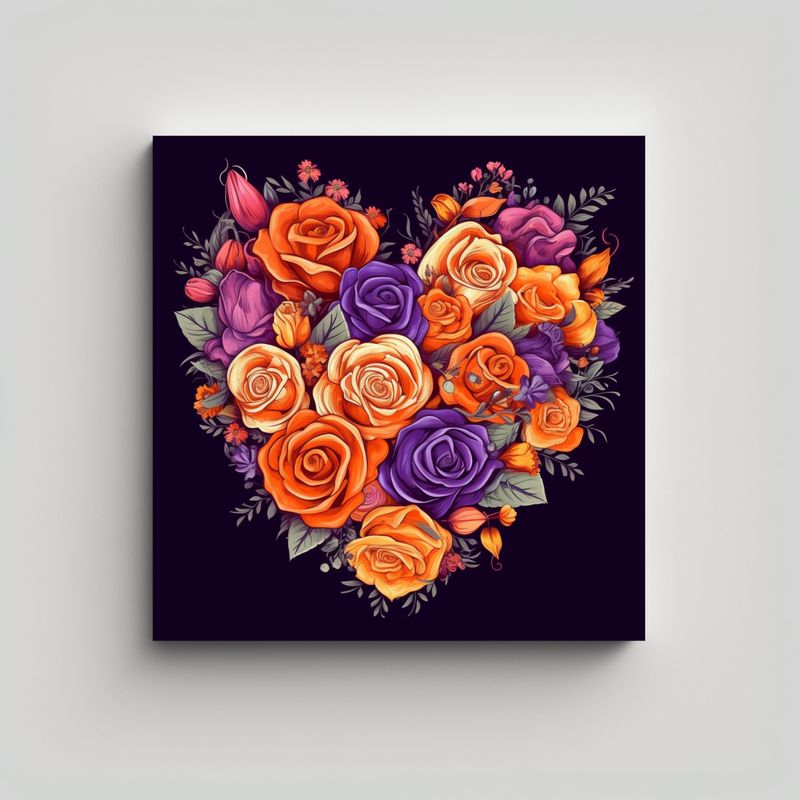 GENERICO - Rosa De Corazón Oficina Canva Tema Estilo 50x50 Cm