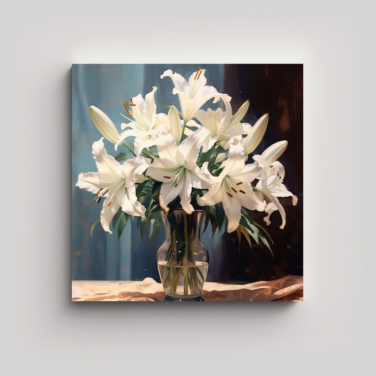 GENERICO - Pintura Elegante Lirios Blancos Cerca En Jarrón 50x50 Cm