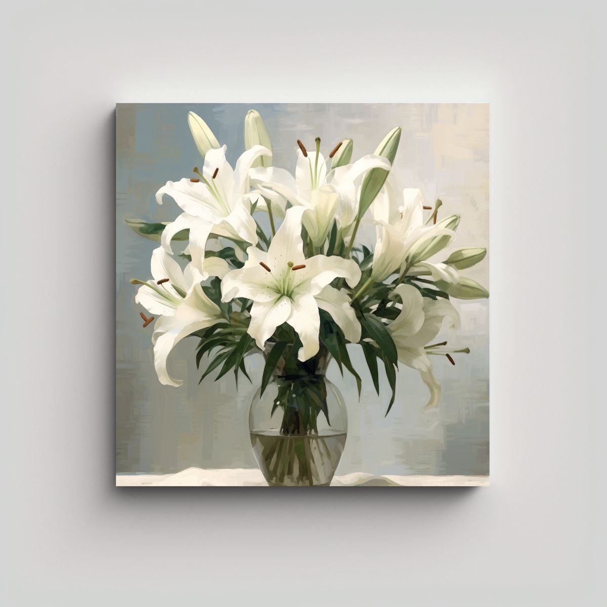 GENERICO - Cuadro Inspiración Cultural, Lirios Blancos, 50x50 Cm