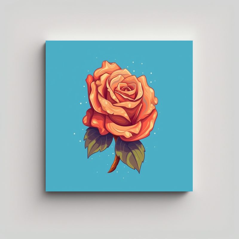GENERICO - Ilustración Estética De Rosa En Estilo 50x50 Cm