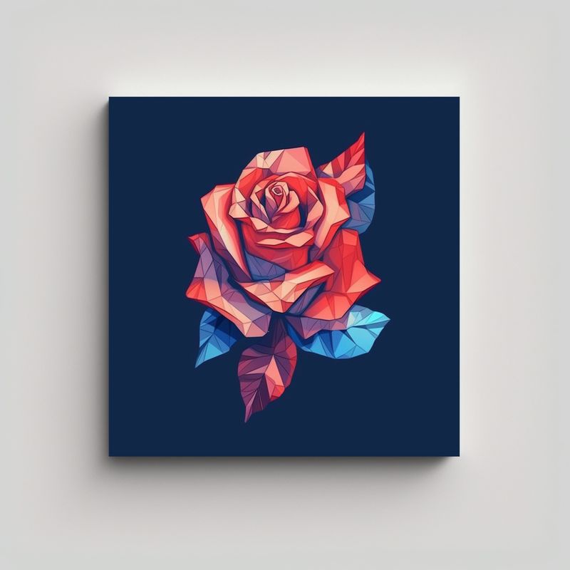 GENERICO - Ilustración Isométrica De Rosa 2D Conceptual En 70x70 Cm