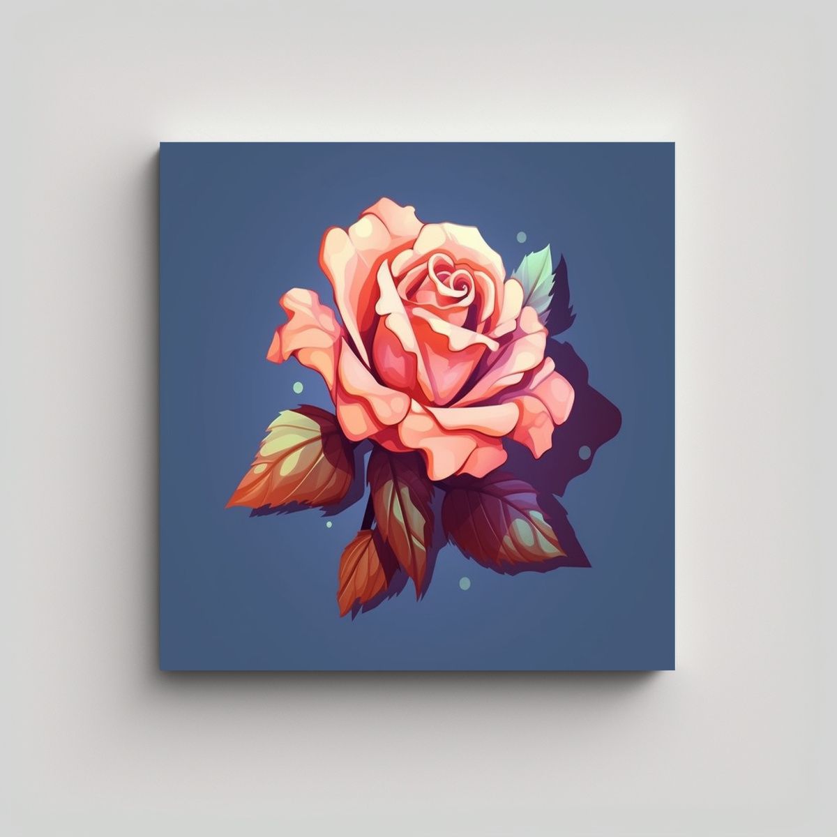 GENERICO - Ilustración Isométrica 2D Rosa Minimalista Arte 80x80 Cm