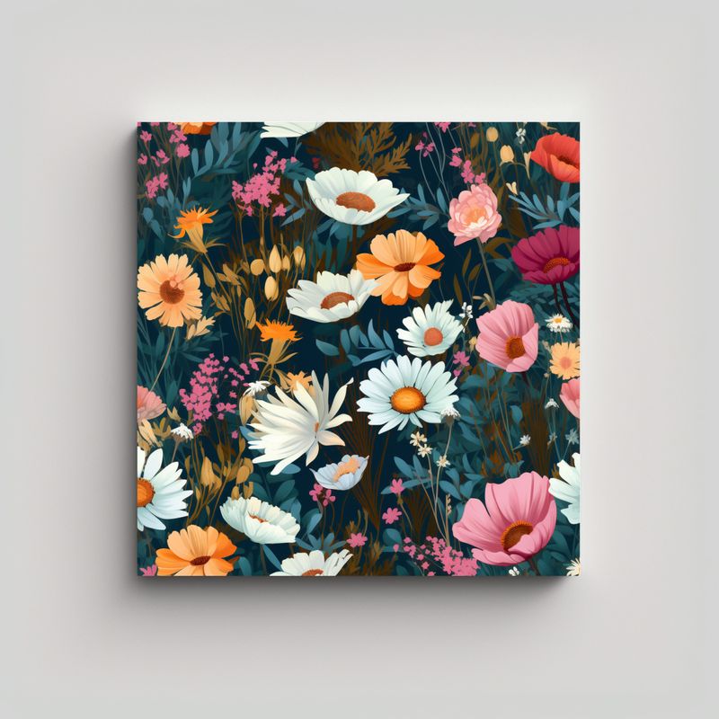 GENERICO - Pintura Decorativa De Flores En Campo Moderno Y 70x70 Cm