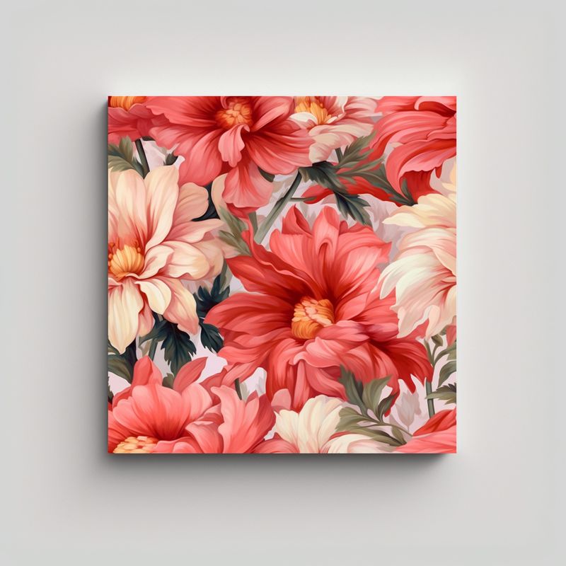 GENERICO - Pintura Al Óleo Floral Realista Efecto Visual 60x60 Cm