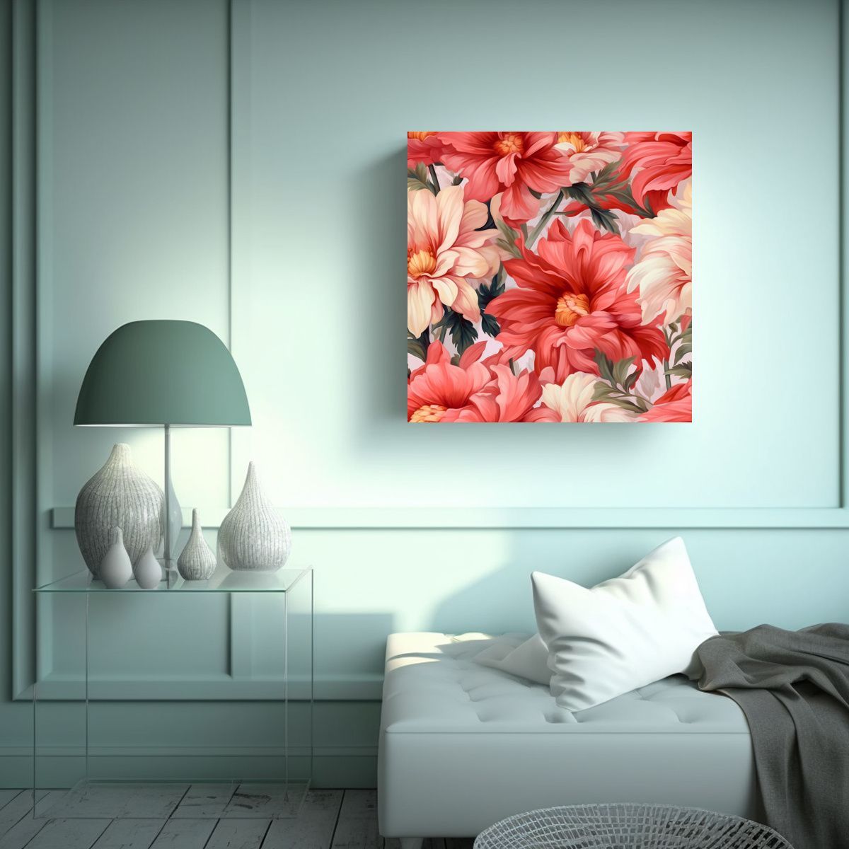 GENERICO - Pintura Al Óleo Floral Realista Efecto Visual 80x80 Cm.