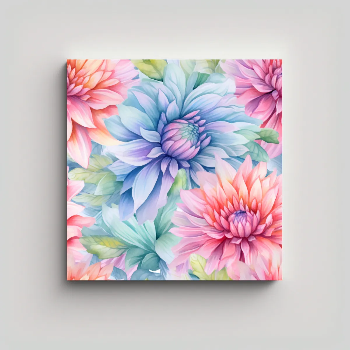 GENERICO - Vintage Lienzo Salon Acuarela Flores Suaves Alta 70x70 Cm