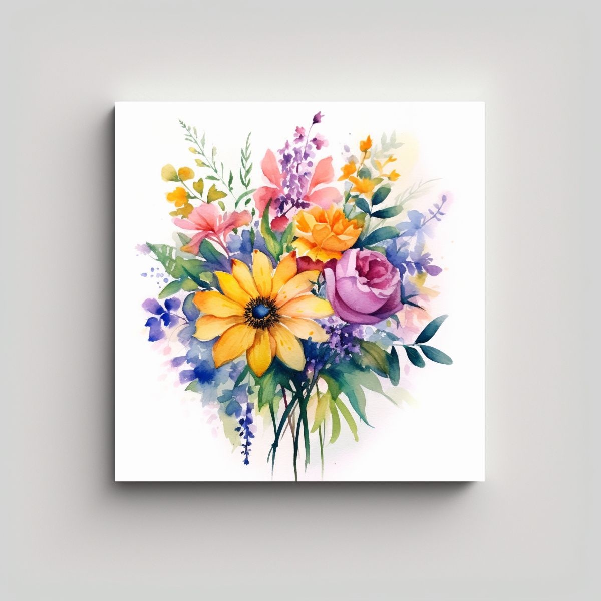 GENERICO - Decoración Floral Acuarela Arte De Pared 90x90 Cm