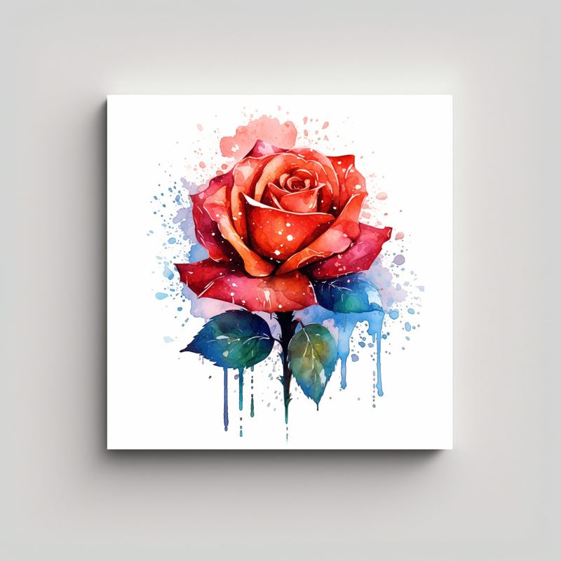 GENERICO - Arte Tema Unico Acuarela Rosa Estilo Decorativos 80x80 Cm