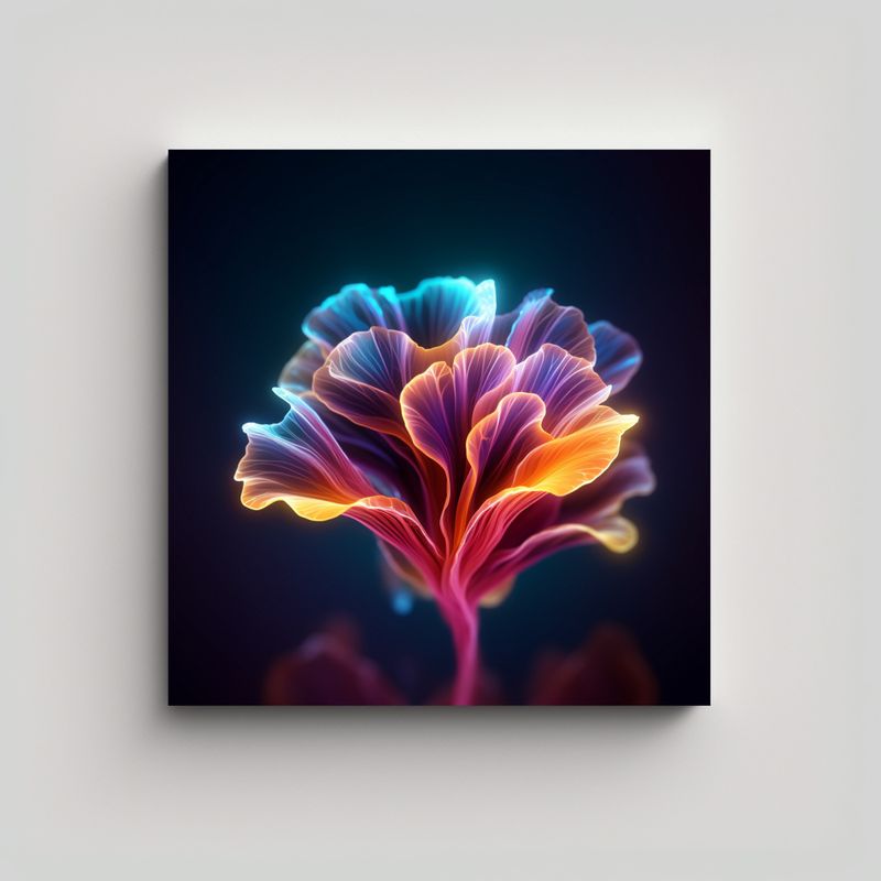 GENERICO - Bioluminiscente Abstracto Floral Composición 90x90 Cm