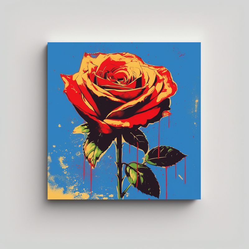 GENERICO - Arte Moderno De Rosa Roja Estilo Pop Para 60x60 Cm