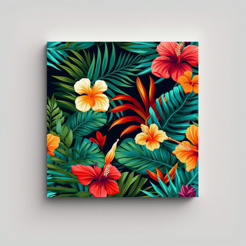 GENERICO - Imagen Lienzo Tela Tropical Exótica Colorida Y 80x80 Cm