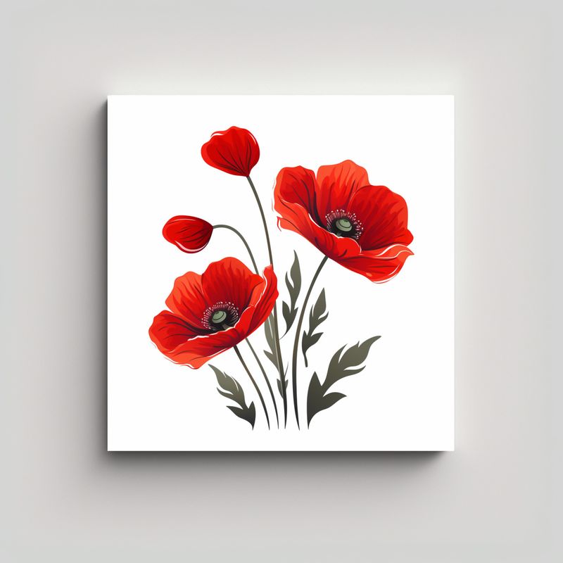 GENERICO - Ilustración Simple De Flor De Amapola Arte De 90x90 Cm