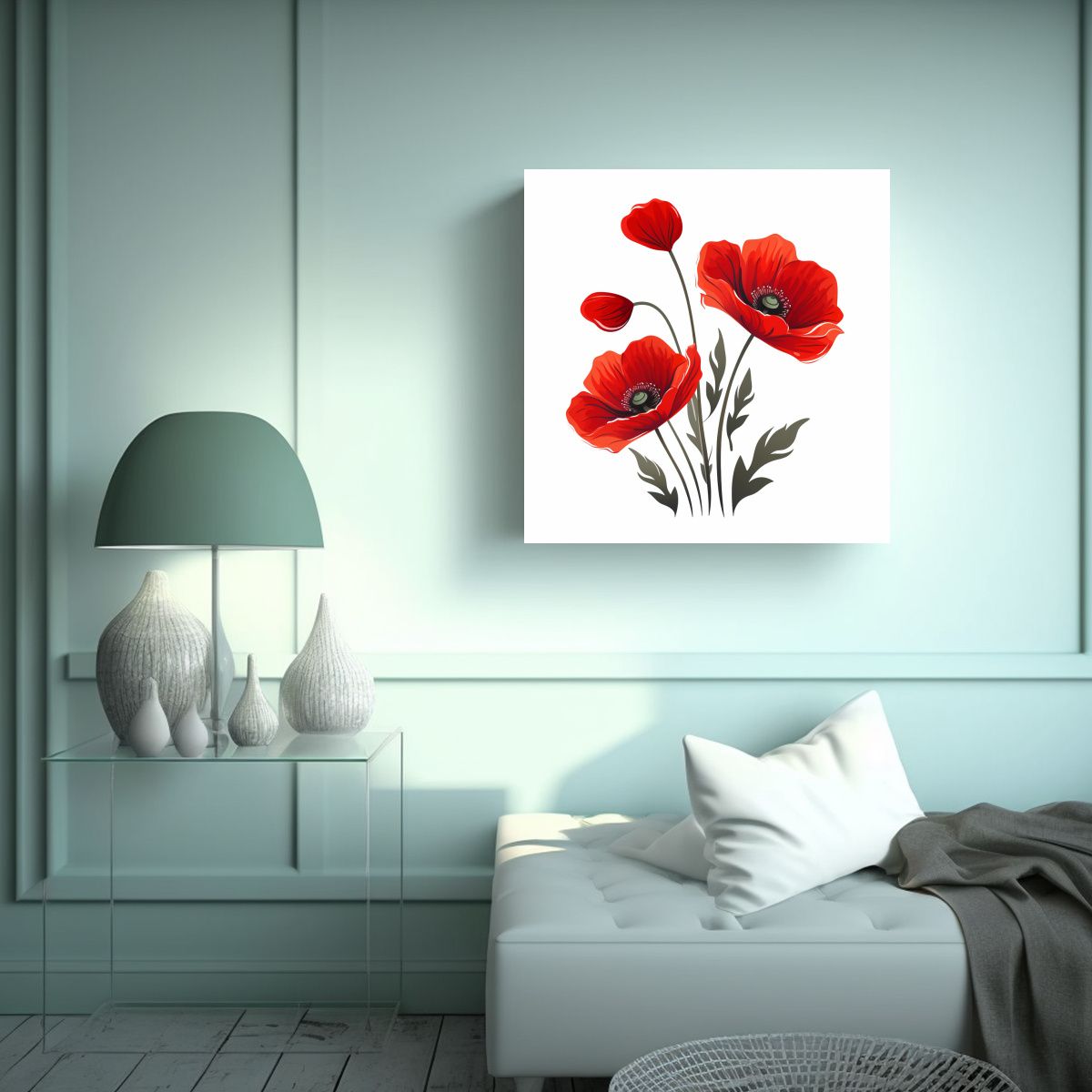 GENERICO - Ilustración Simple De Flor De Amapola Arte De 90x90 Cm