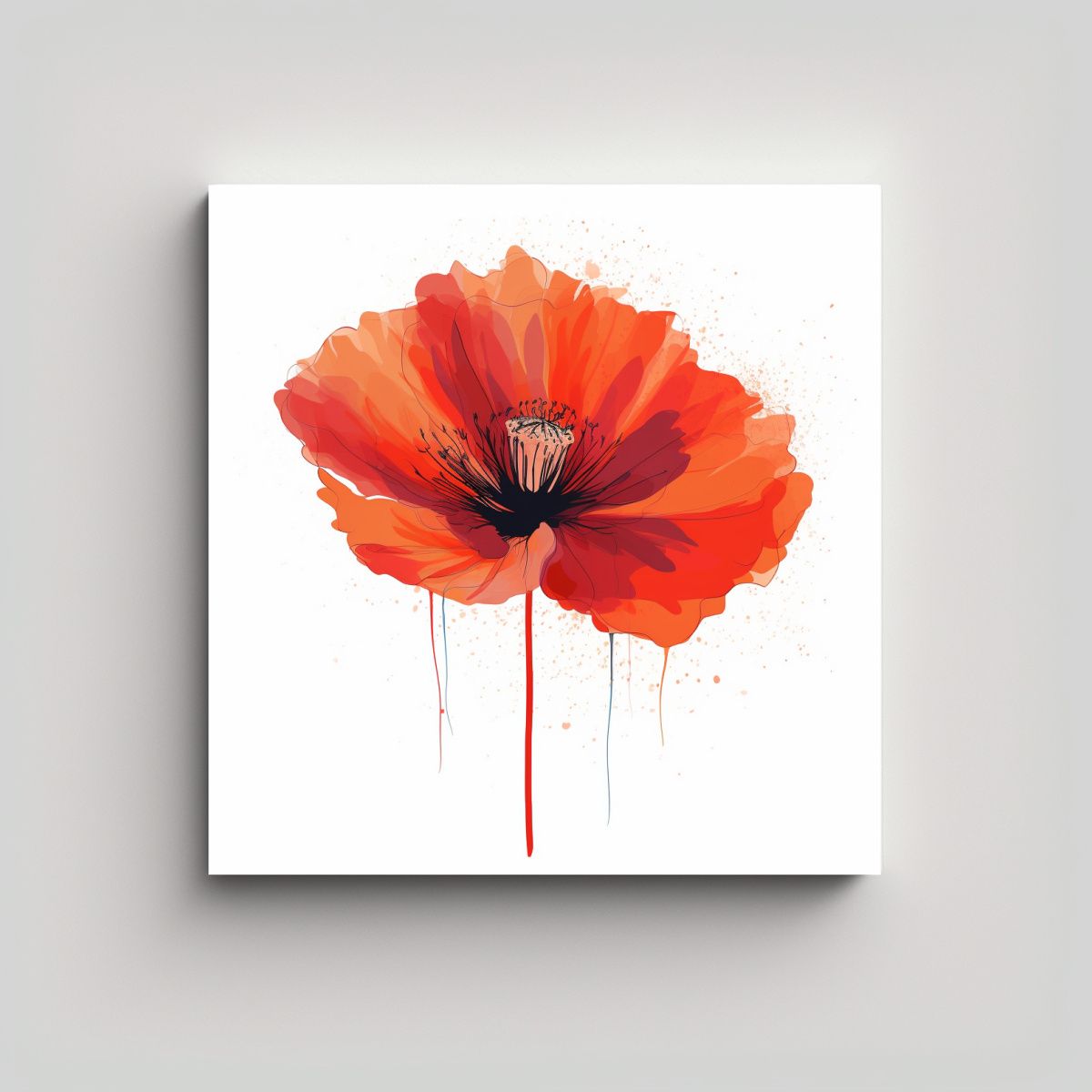 GENERICO - Poppy Flower Arte Cocina Ilustración Vectorial 80x80 Cm