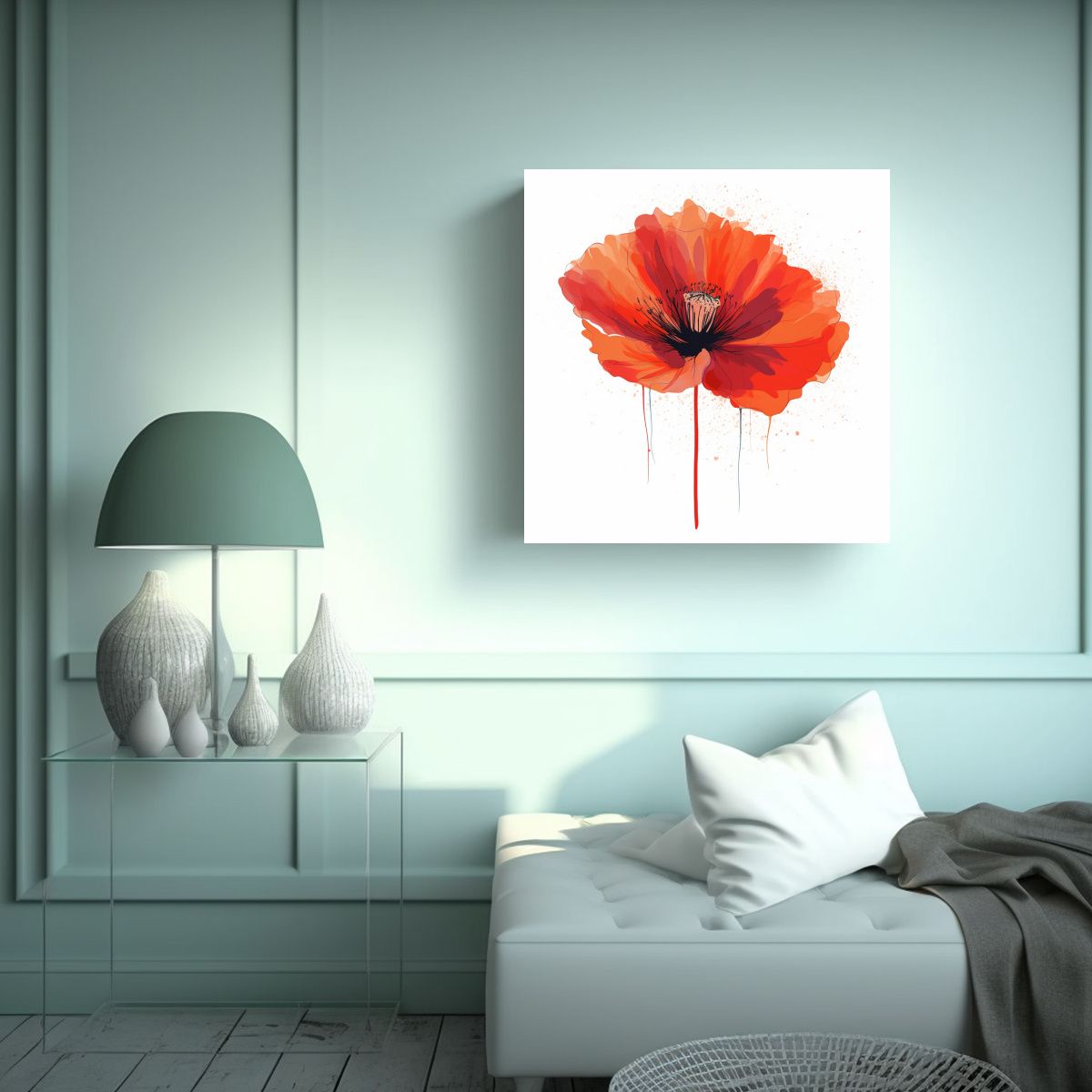 GENERICO - Poppy Flower Arte Cocina Ilustración Vectorial 80x80 Cm