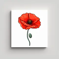 GENERICO - Ilustración Vectorial De Flor De Amapola Arte De 90x90 Cm