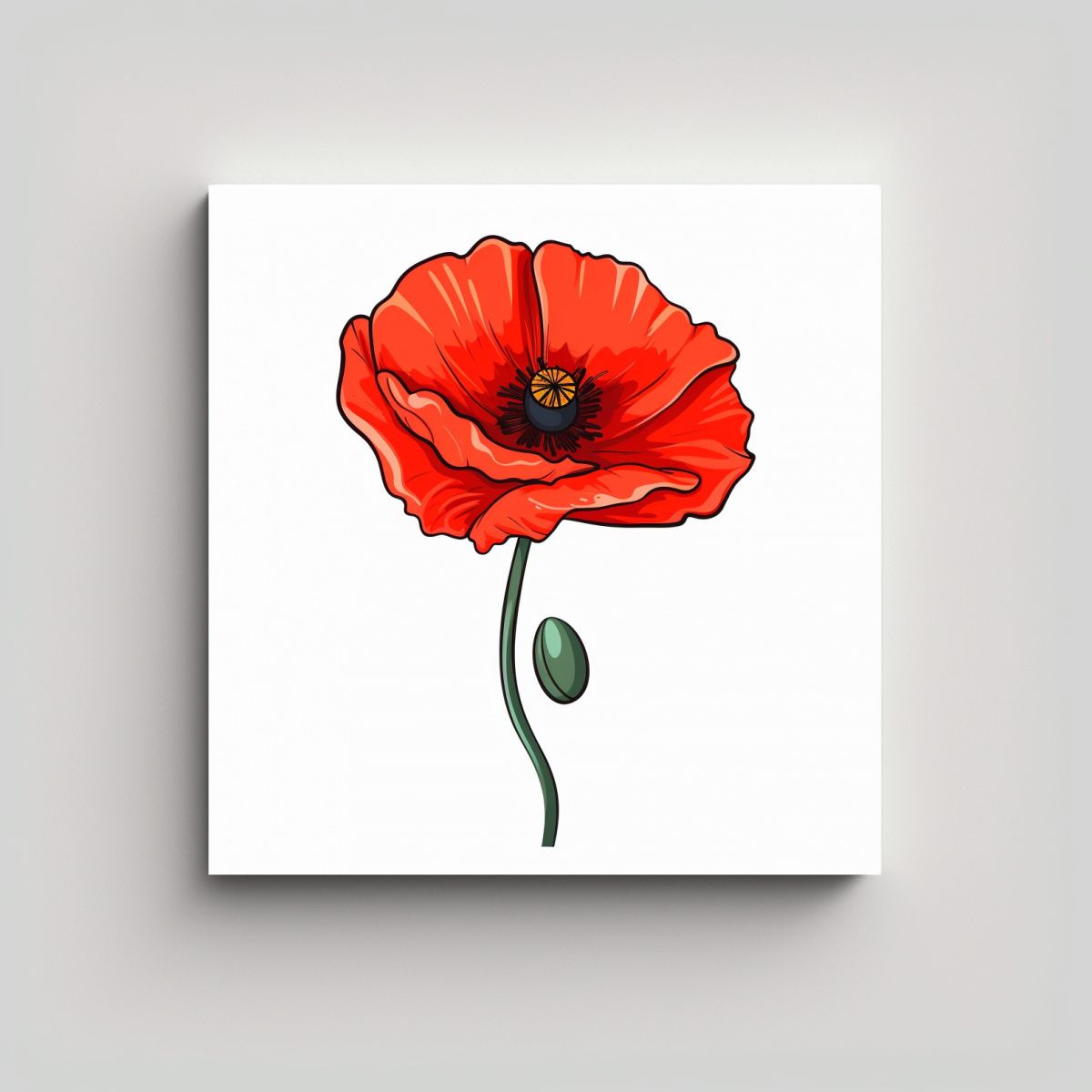 GENERICO - Ilustración Vectorial De Flor De Amapola Arte De 50x50 Cm