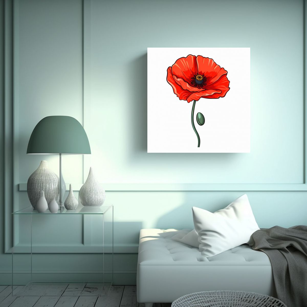 GENERICO - Ilustración Vectorial De Flor De Amapola Arte De 50x50 Cm