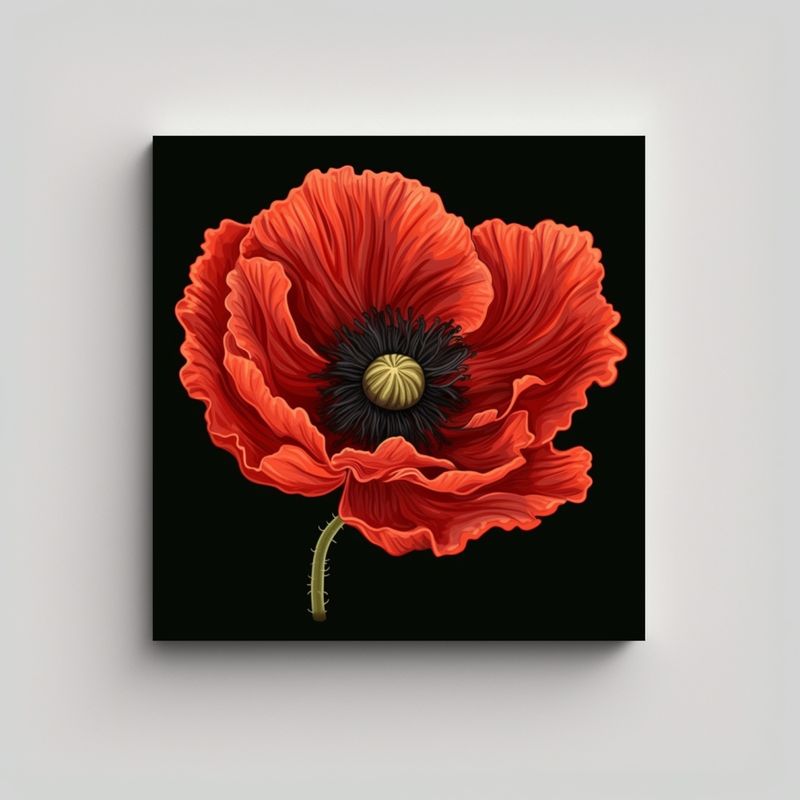 GENERICO - Cuadro Poppy Moderno Vector Ilustración Fondo 80x80 Cm